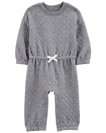 Baby Polka Dot Double-Knit Jumpsuit, 