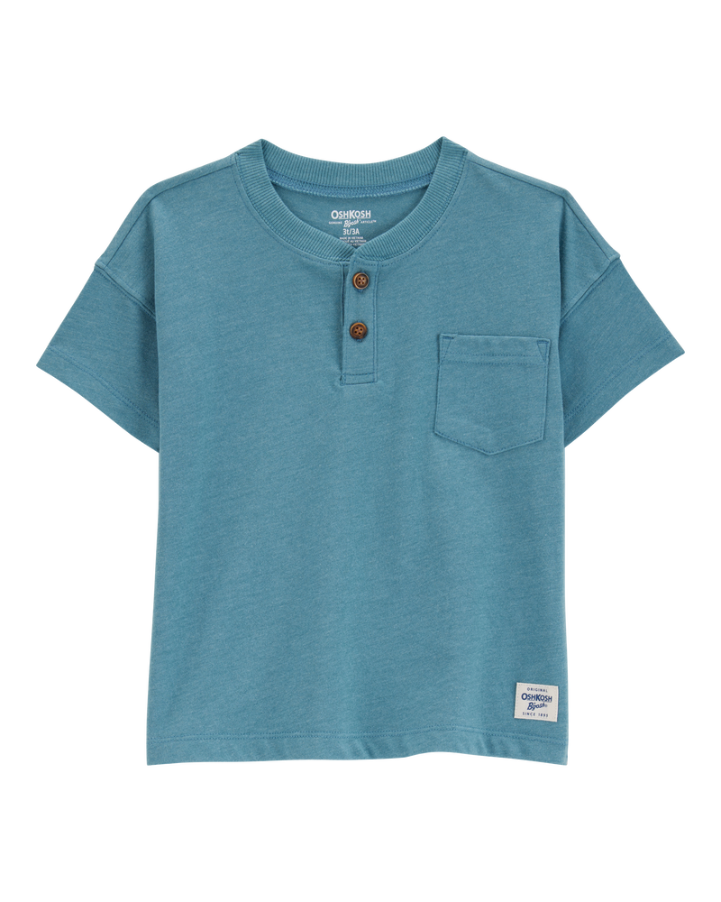 Baby Pocket Henley Tee - Teal, image 1 of 3 slides