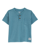 Baby Pocket Henley Tee - Teal, image 1 of 3 slides