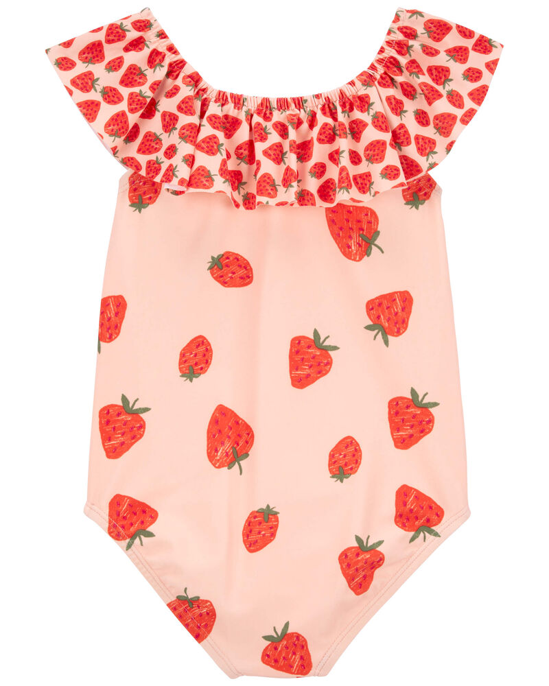 Toddler Strawberry 1-Piece Swimsuit, image 2 of 3 slides