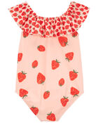 Toddler Strawberry 1-Piece Swimsuit, image 2 of 3 slides