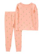 Toddler Pineapple Print PurelySoft 2-Piece Pajamas - Coral, image 1 of 5 slides