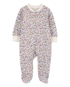 Baby Floral 2-Way Zip Cotton Sleep & Play Pajamas, image 1 of 4 slides