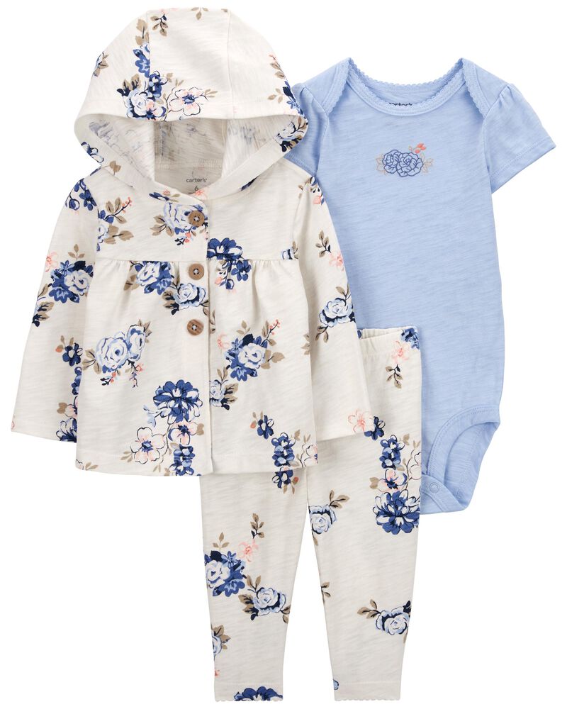 Baby 3-Piece Floral Little Cardigan Set, image 1 of 4 slides