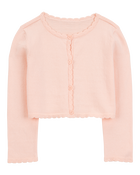 Toddler Girl Scalloped Trim Cardigan Sweater - Pink, image 1 of 3 slides
