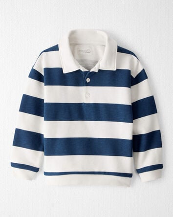 Toddler Boy Organic Cotton Henley Top in Stripes, 