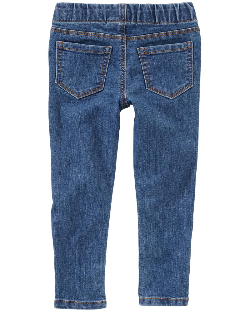 Baby Medium Blue Wash Elastic-Waist Jeggings, image 2 of 3 slides