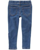 Baby Medium Blue Wash Elastic-Waist Jeggings, image 2 of 3 slides