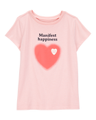 Kid Manifest Happiness Short-Sleeve Graphic Tee - Pink, image 1 of 3 slides