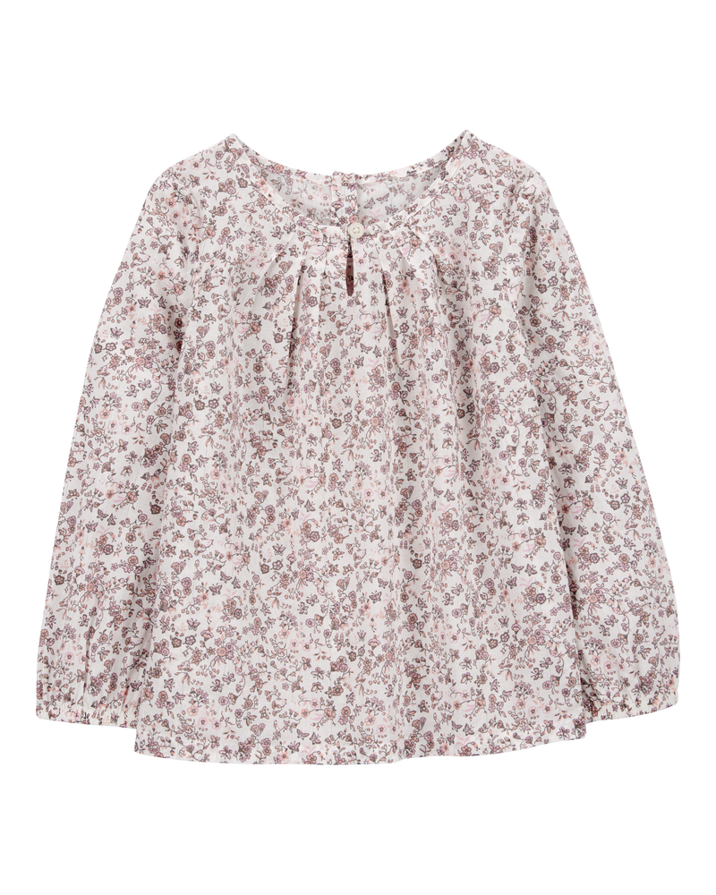 Toddler Butterfly Floral Print Long-Sleeve Top, image 1 of 3 slides