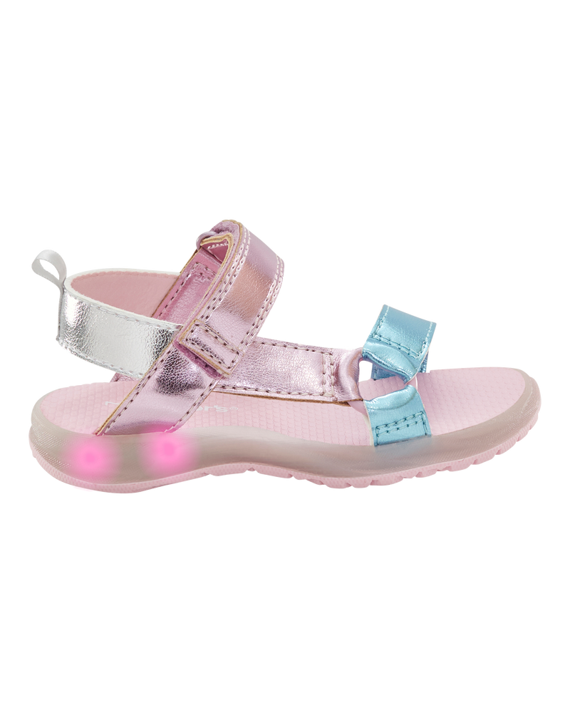 Toddler Light Up Metallic Sandals - Pink/Blue, image 2 of 8 slides