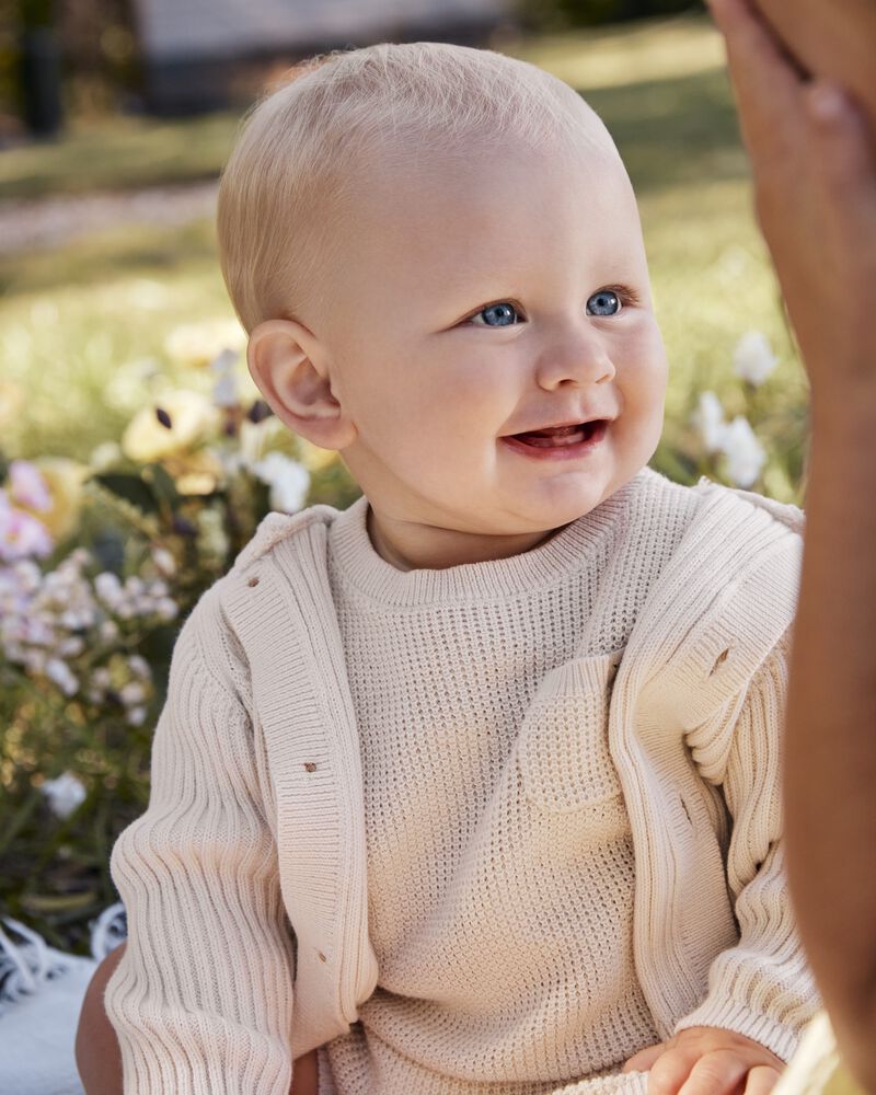 Baby Sweater Knit Cardigan - Ivory, image 3 of 4 slides