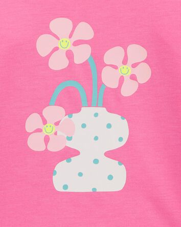 Kid Flower Cotton Blend Graphic Tee, 