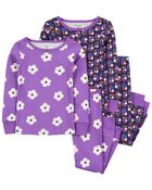 Toddler 4-Piece Flowers 100% Snug Fit Cotton Pajamas, image 1 of 4 slides