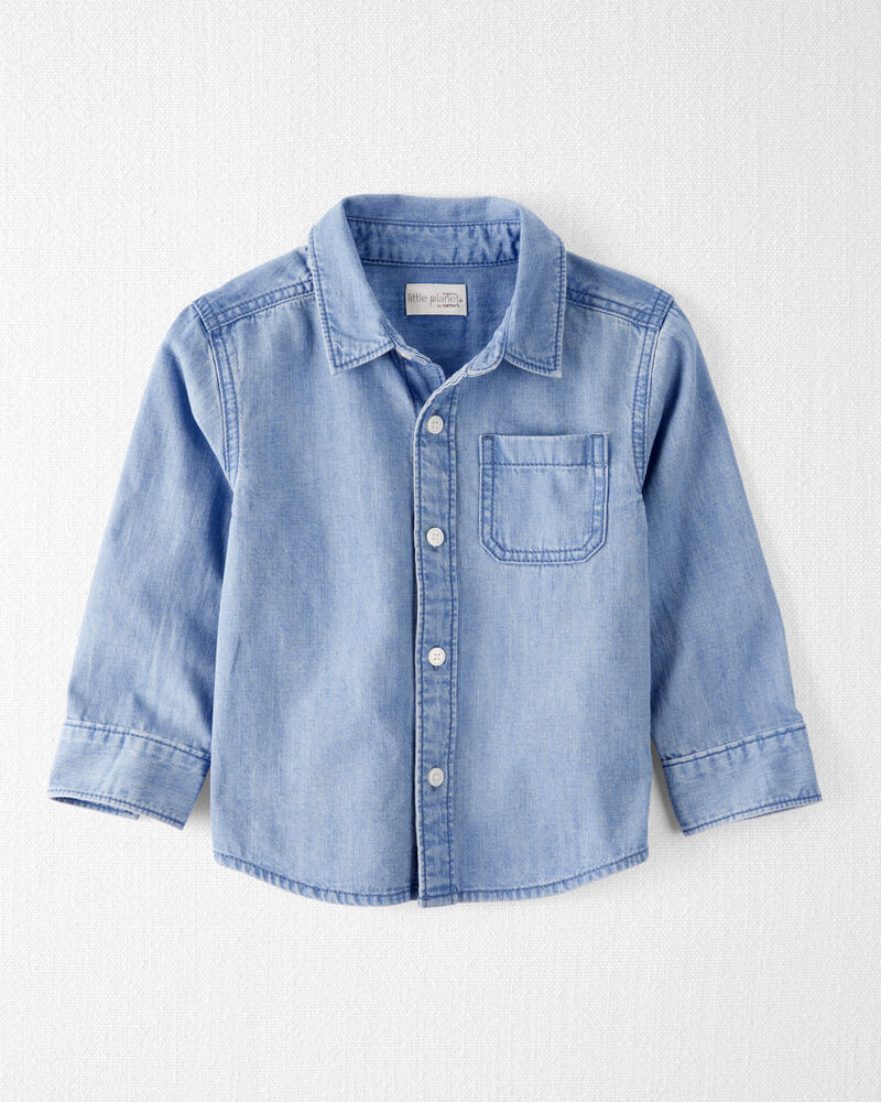 Toddler Organic Cotton Chambray Button-Front Shirt, image 1 of 4 slides