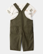 Baby 2-Piece Team Champ Tee & Overall Set - Ivory/Olive, image 2 of 6 slides