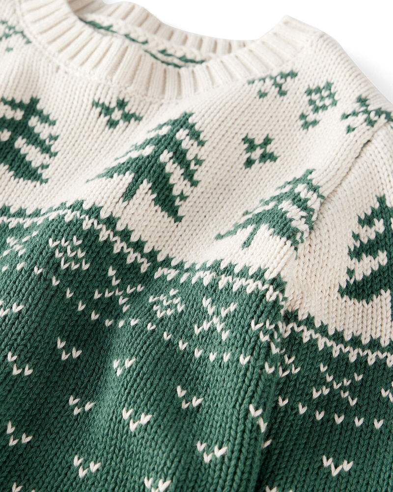 Baby Organic Cotton Evergreen Fair Isle Sweater , image 2 of 5 slides