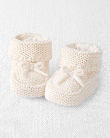 Baby Organic Cotton Crochet Booties in Cream, 
