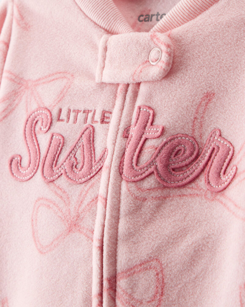 Baby Girl Bow Print Loose Fit Long-Sleeve Sleep & Play - Pink, image 2 of 4 slides