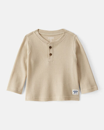 Baby Boy Long-Sleeve Henley Shirt - Tan, 