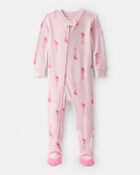 Toddler Girl Ballet 100% Cotton 2-Way Zip 1-Piece Pajamas, image 1 of 4 slides
