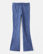 Girls Cotton Floral Stretch Flare Leggings - Purple, image 1 of 4 slides