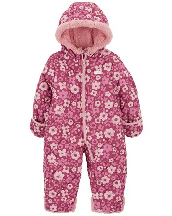 Floral Print Sherpa-Lined Snowsuit, 