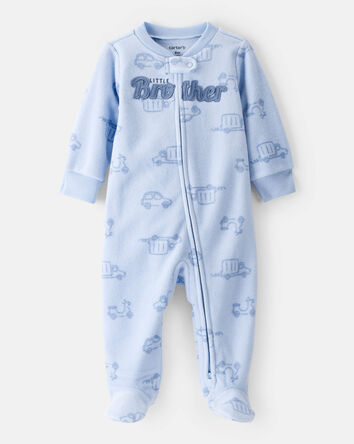 Baby Boy Firetruck Print Loose Fit Long-Sleeve Sleep & Play - Blue, 