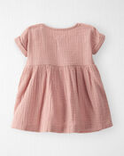 Baby Organic Cotton Gauze Dress in Pink, image 2 of 6 slides