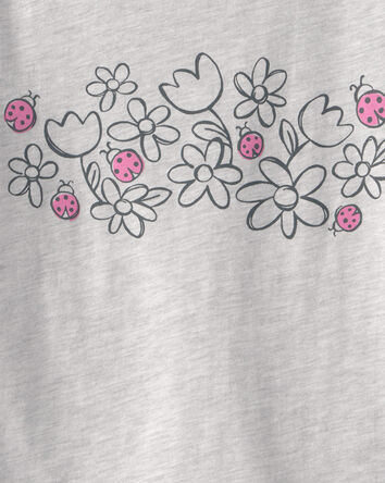 Toddler Girl Ladybug Floral Graphic Tee - Grey, 