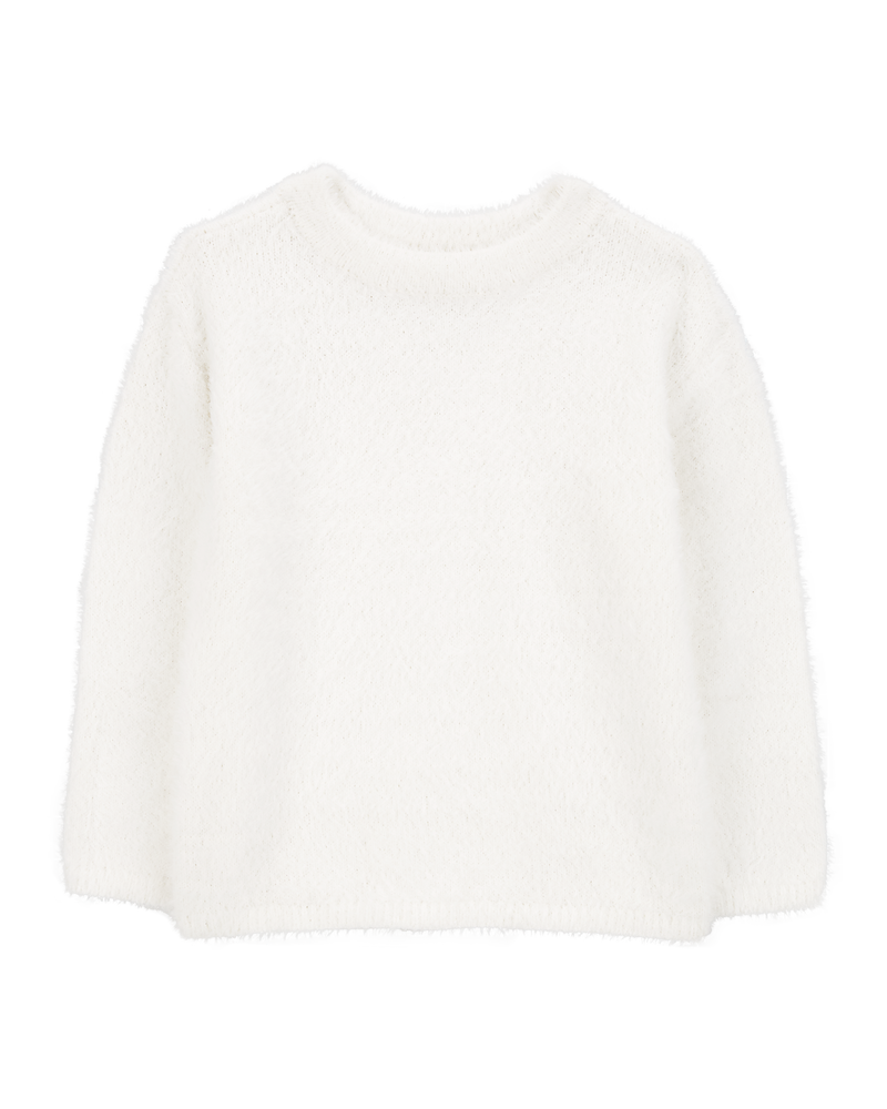 White Toddler Fuzzy Sweater carters