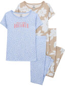 Multi - Kid 4-Piece Floral 100% Snug Fit Cotton Pajamas