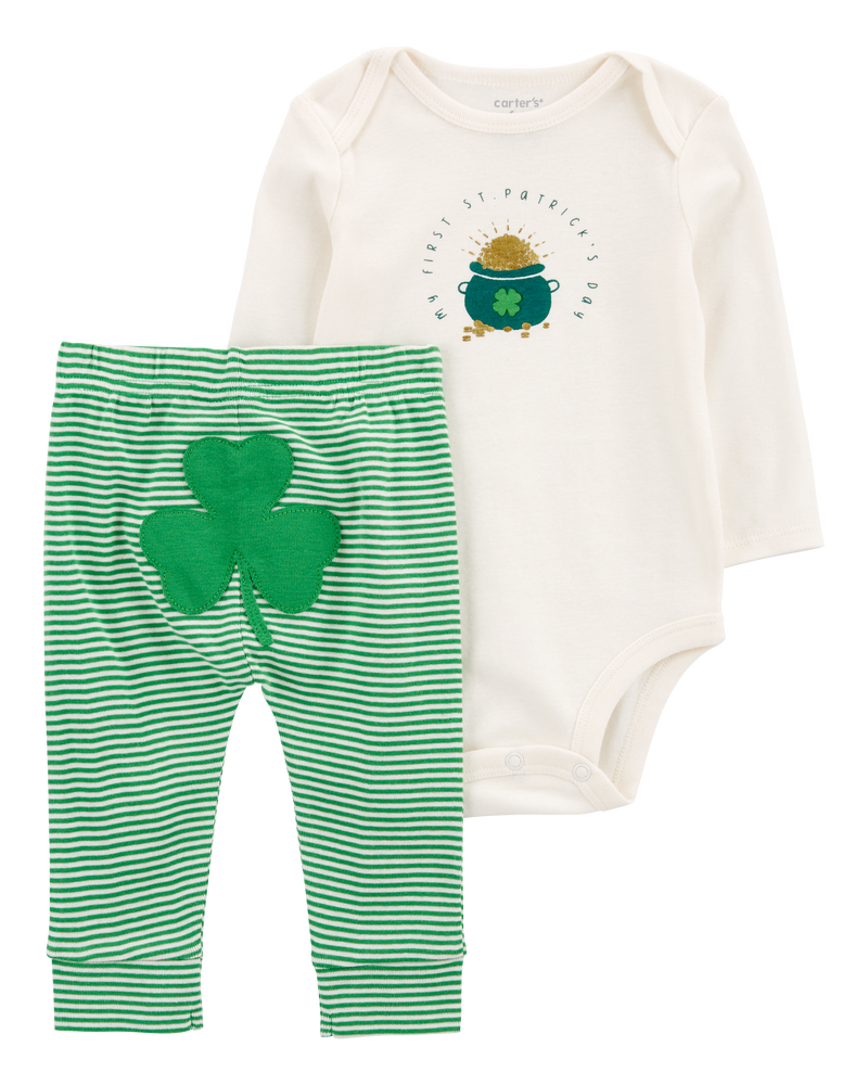 Baby 2-Piece St. Patrick's Day Bodysuit Pant Set, image 1 of 5 slides