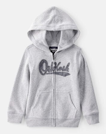 Toddler Boy OshKosh Fleece Logo Zip Jacket - Grey, 
