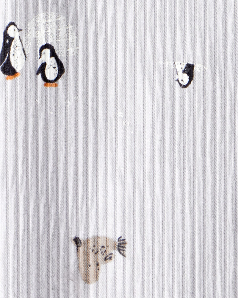 Baby Penguin Print Cotton Long-Sleeve Sleep & Play - Grey, image 3 of 4 slides