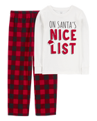 Kid 2-Piece Buffalo Check Fleece Pajamas, image 1 of 4 slides