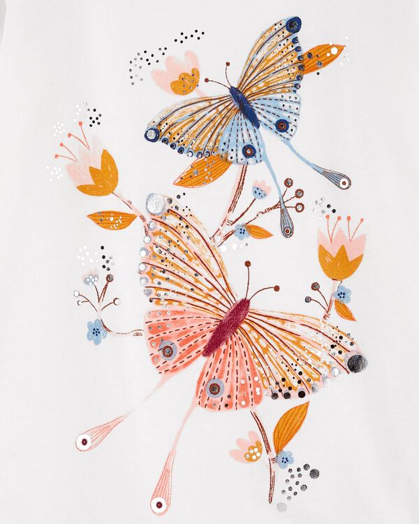 White Kid Butterfly Jersey Top