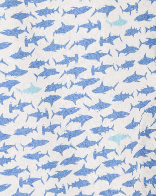 Baby Shark Print Button-Front Bodysuit