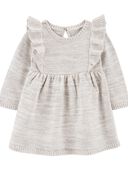 Grey - Baby Long-Sleeve Sweater Dress