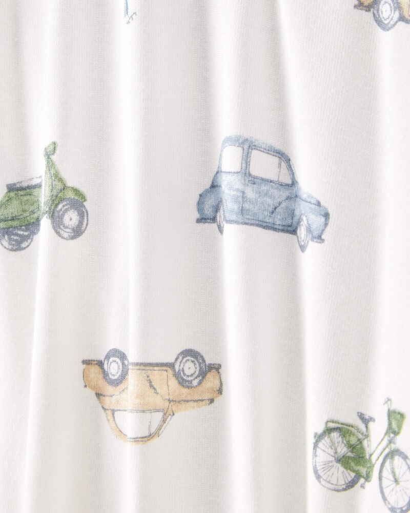 Baby Car Print PurelySoft Footie 1-Piece Pajamas - Ivory, image 2 of 5 slides