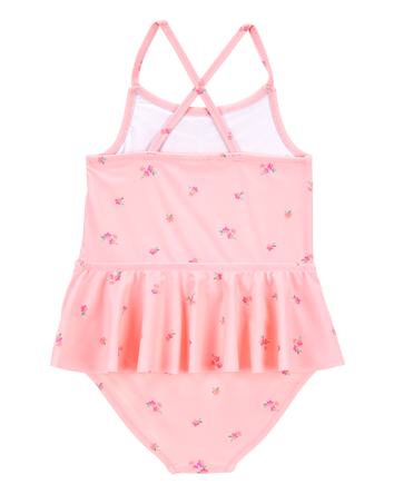 Toddler Girl 1-Piece Floral Tutu Swimsuit - Pink, 