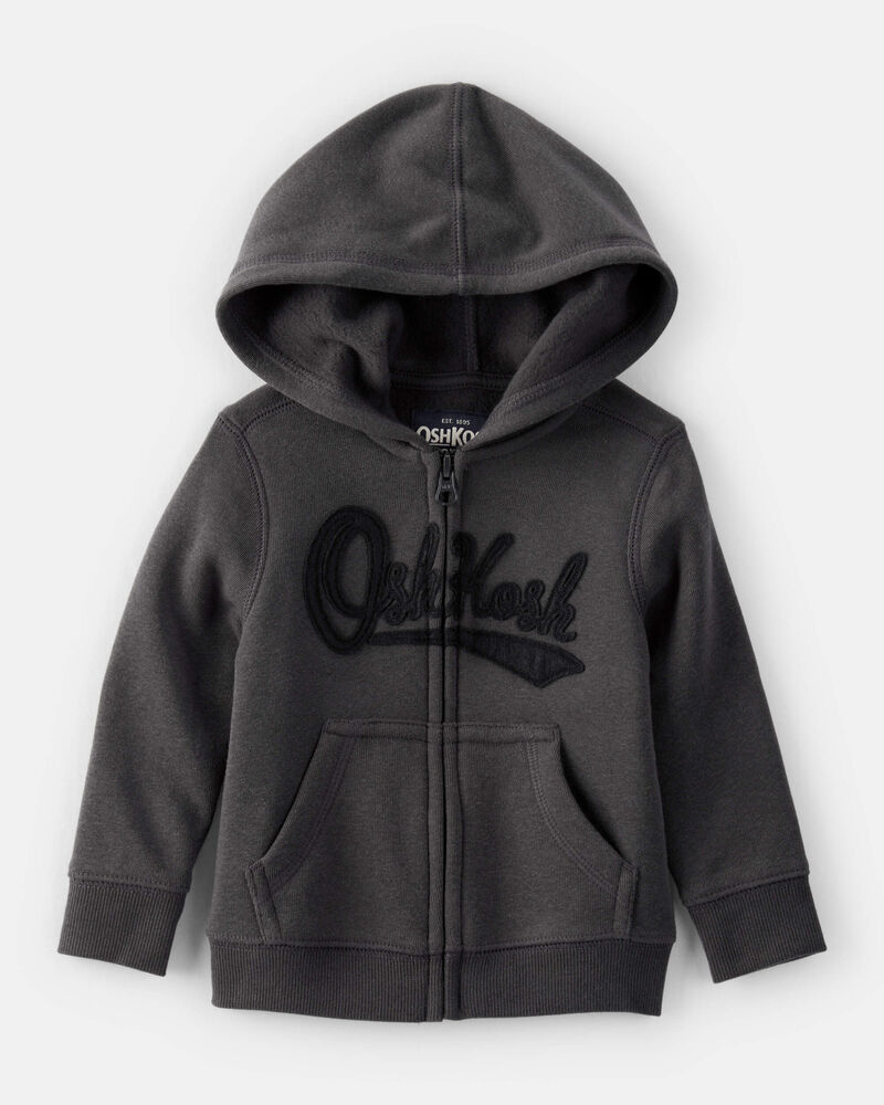 Baby Boy OshKosh Fleece Logo Zip Jacket - Black, image 1 of 4 slides