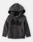 Baby Boy OshKosh Fleece Logo Zip Jacket - Black, image 1 of 4 slides