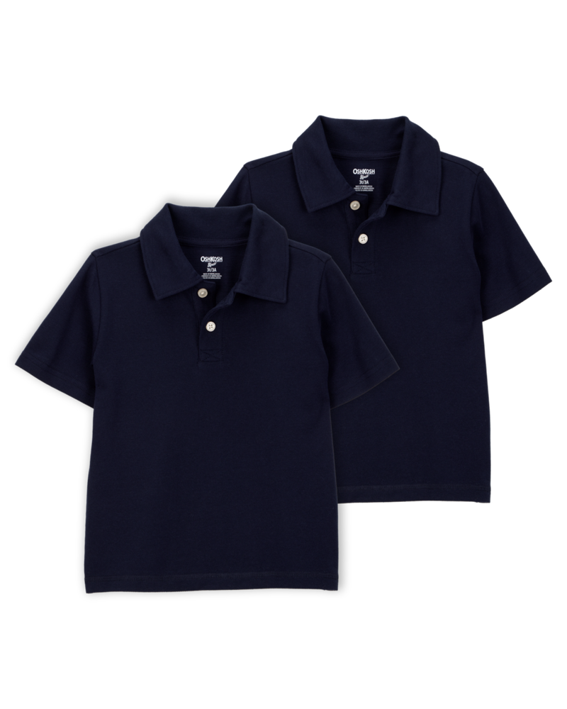 Toddler 2-Pack Pique Uniform Polo Shirts - Navy, image 1 of 3 slides