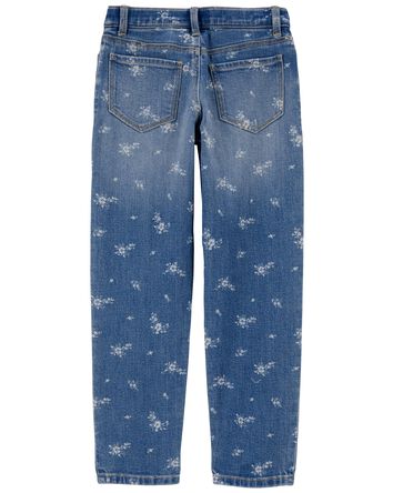 Kid Floral Print Iconic Denim Mom Jeans, 