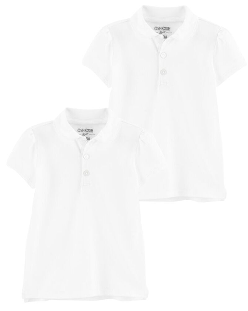 Toddler 2-Pack White Polo Uniform Shirt Set, image 1 of 1 slides