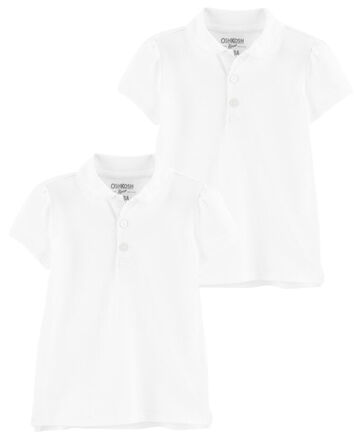 Toddler 2-Pack White Polo Uniform Shirt Set, 