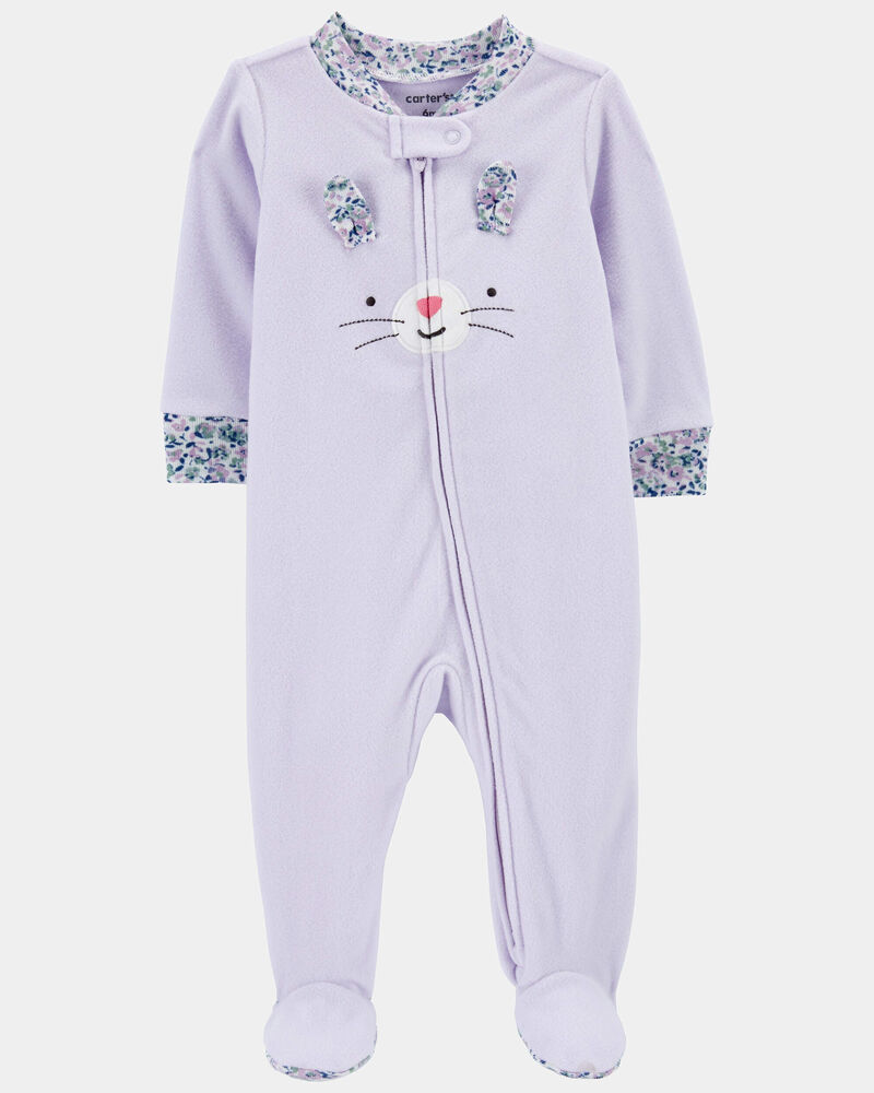 Baby Bunny Fleece Zip-Up Footie Sleep & Play Pajamas, image 3 of 5 slides