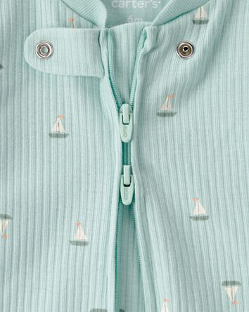 Baby Sailboat 2-Way Zip Sleep & Play Pajama - Green, 