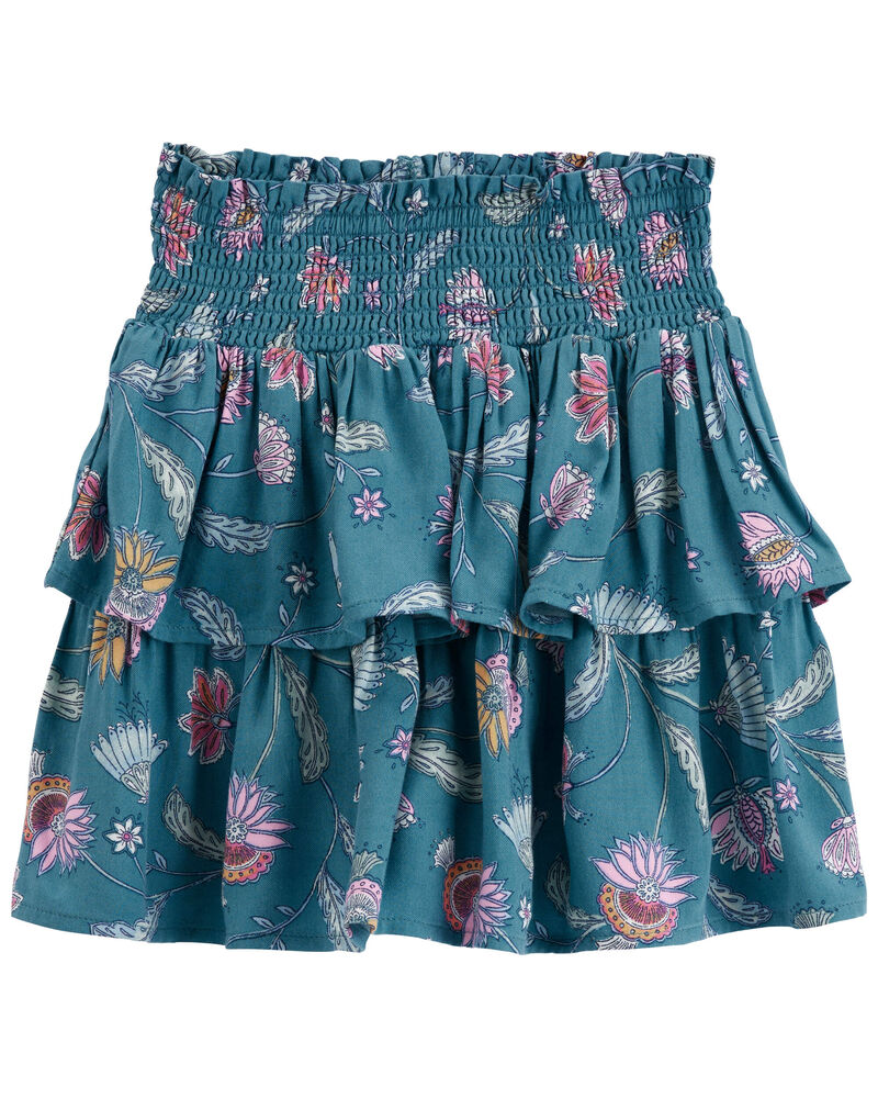 Kid Floral Print Tiered Skort, image 1 of 3 slides